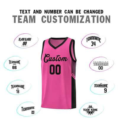 Custom Pink Black Side Stripe Fashion Sports Uniform Basketball Jersey