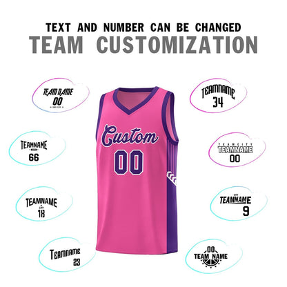 Custom Pink Purple-White Side Stripe Fashion Sports Uniform Basketball Jersey