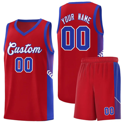 Custom Red White-Royal Side Stripe Fashion Sports Uniform Basketball Jersey