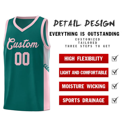 Custom Aqua Pink Side Stripe Fashion Sports Uniform Basketball Jersey