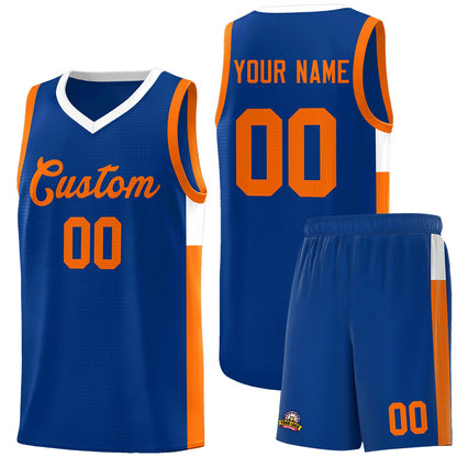 Custom Royal Orange-White Side Two-Tone Classic Sports Uniform Basketball Jersey