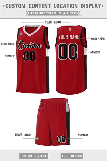 Custom Red Black-Gray Side Two-Tone Classic Sports Uniform Basketball Jersey