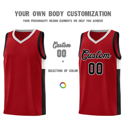 Custom Red Black-Gray Side Two-Tone Classic Sports Uniform Basketball Jersey