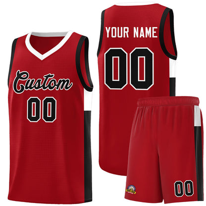 Custom Red Black-White Side Two-Tone Classic Sports Uniform Basketball Jersey