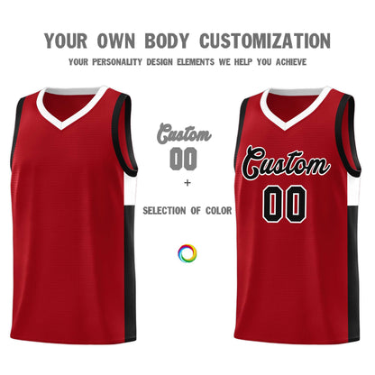 Custom Red Black-White Side Two-Tone Classic Sports Uniform Basketball Jersey