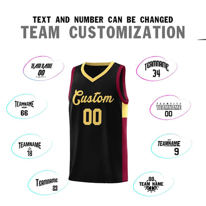 Custom Black Khaki-Crimson Side Two-Tone Classic Sports Uniform Basketball Jersey