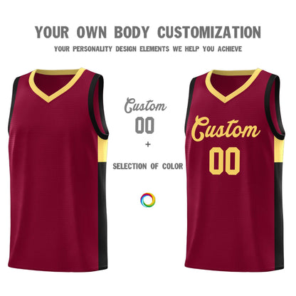 Custom Crimson Khaki-Black Side Two-Tone Classic Sports Uniform Basketball Jersey