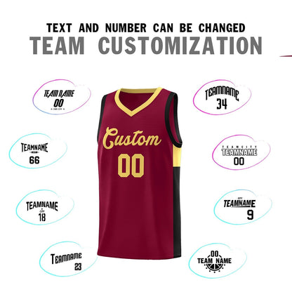 Custom Crimson Khaki-Black Side Two-Tone Classic Sports Uniform Basketball Jersey