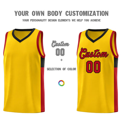 Custom Gold Red-Black Side Two-Tone Classic Sports Uniform Basketball Jersey