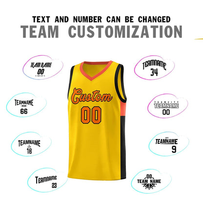 Custom Gold Orange-Black Side Two-Tone Classic Sports Uniform Basketball Jersey