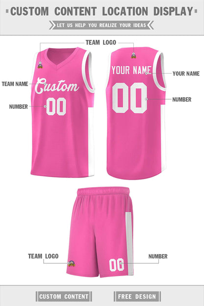 Custom Pink White Side Two-Tone Classic Sports Uniform Basketball Jersey