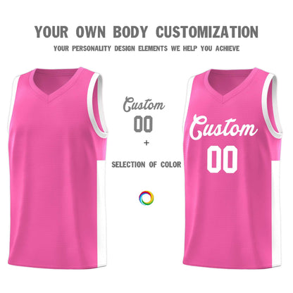 Custom Pink White Side Two-Tone Classic Sports Uniform Basketball Jersey