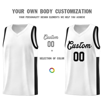 Custom White Black Side Two-Tone Classic Sports Uniform Basketball Jersey