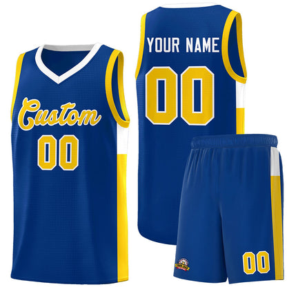 Custom Royal Gold-White Side Two-Tone Classic Sports Uniform Basketball Jersey