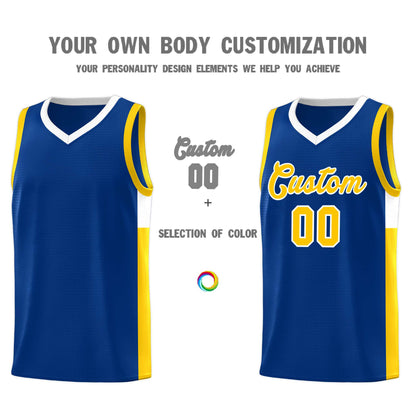 Custom Royal Gold-White Side Two-Tone Classic Sports Uniform Basketball Jersey