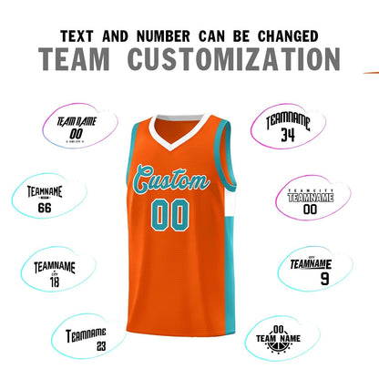 Custom Orange Aqua-White Side Two-Tone Classic Sports Uniform Basketball Jersey