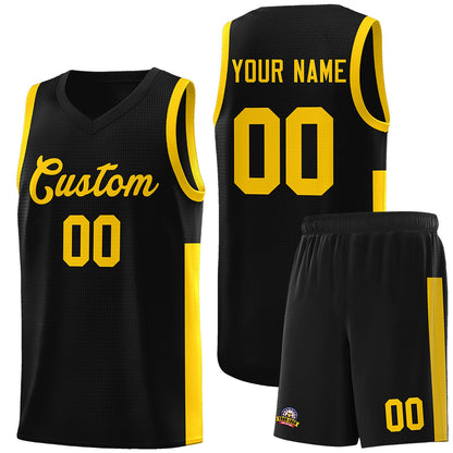 Custom Black Gold Side Two-Tone Classic Sports Uniform Basketball Jersey