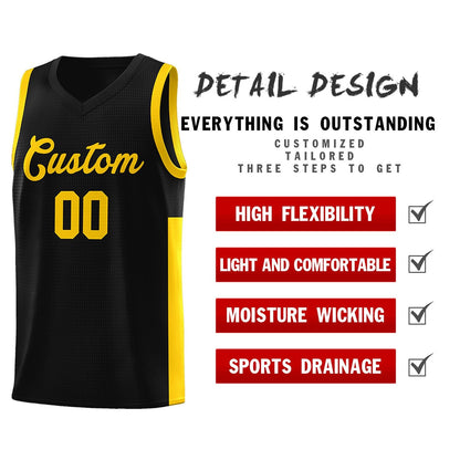 Custom Black Gold Side Two-Tone Classic Sports Uniform Basketball Jersey