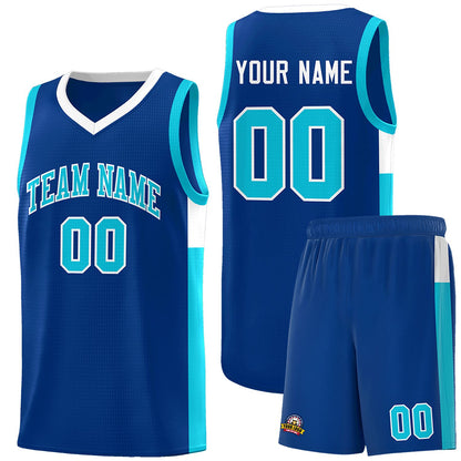 Custom Royal Light Blue-White Side Two-Tone Classic Sports Uniform Basketball Jersey