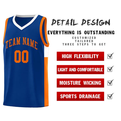 Custom Royal Orange-White Side Two-Tone Classic Sports Uniform Basketball Jersey