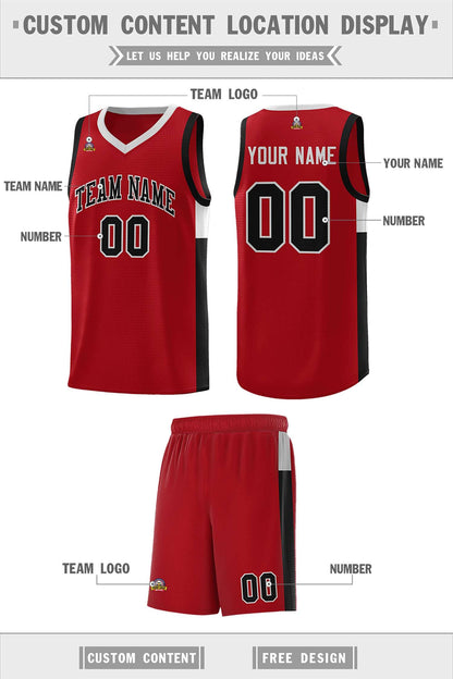 Custom Red Black-Gray Side Two-Tone Classic Sports Uniform Basketball Jersey