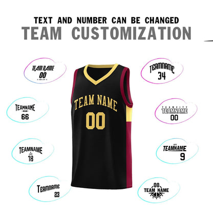 Custom Black Khaki-Crimson Side Two-Tone Classic Sports Uniform Basketball Jersey