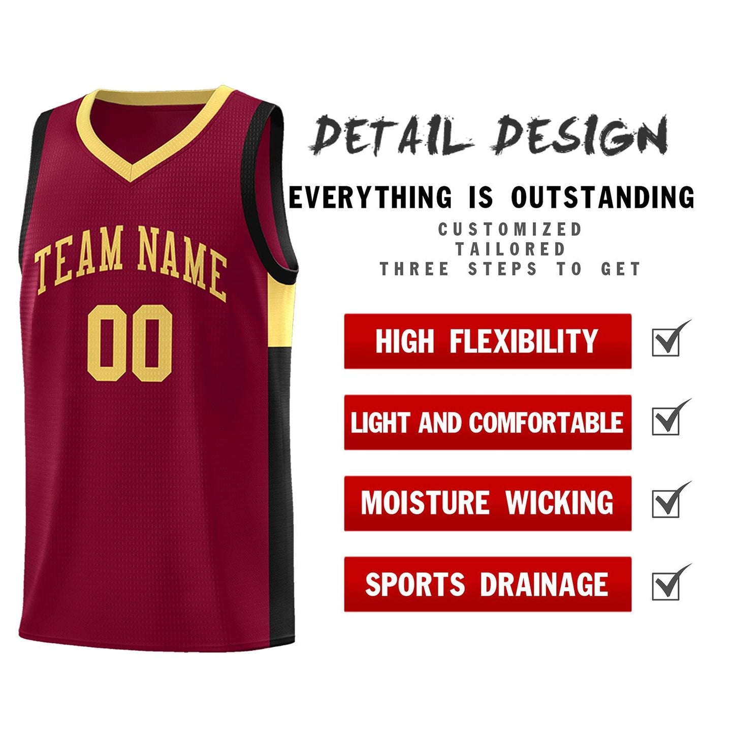 Custom Crimson Khaki-Black Side Two-Tone Classic Sports Uniform Basketball Jersey