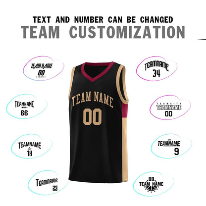 Custom Black Old Gold-Crimson Side Two-Tone Classic Sports Uniform Basketball Jersey