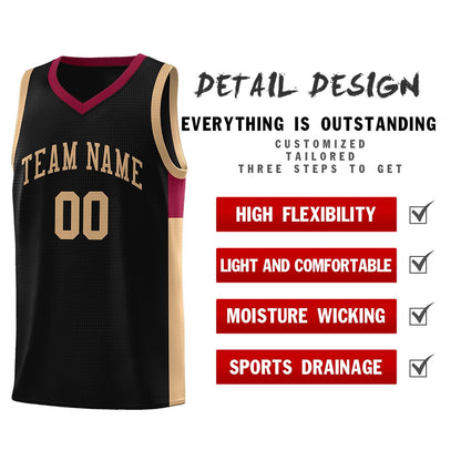 Custom Black Old Gold-Crimson Side Two-Tone Classic Sports Uniform Basketball Jersey