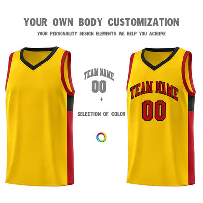 Custom Gold Red-Black Side Two-Tone Classic Sports Uniform Basketball Jersey