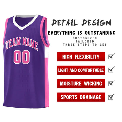 Custom Purple Pink-White Side Two-Tone Classic Sports Uniform Basketball Jersey