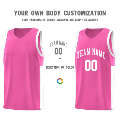 Custom Pink White Side Two-Tone Classic Sports Uniform Basketball Jersey