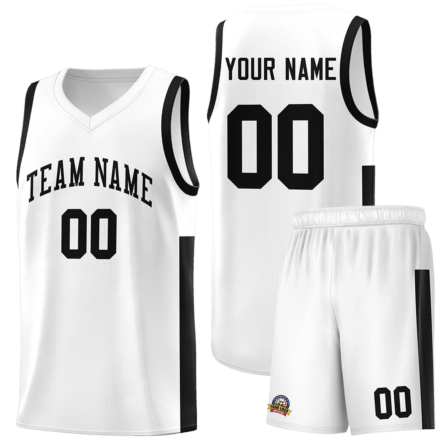 Custom White Black Side Two-Tone Classic Sports Uniform Basketball Jersey