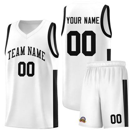 Custom White Black Side Two-Tone Classic Sports Uniform Basketball Jersey