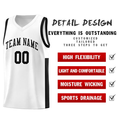 Custom White Black Side Two-Tone Classic Sports Uniform Basketball Jersey