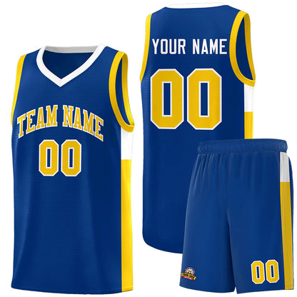 Custom Royal Gold-White Side Two-Tone Classic Sports Uniform Basketball Jersey