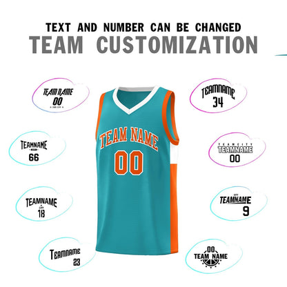 Custom Aqua Orange-White Side Two-Tone Classic Sports Uniform Basketball Jersey