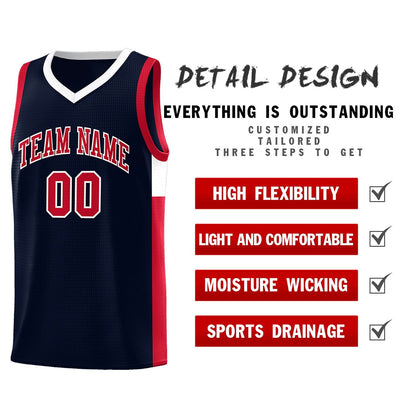 Custom Navy Red-White Side Two-Tone Classic Sports Uniform Basketball Jersey