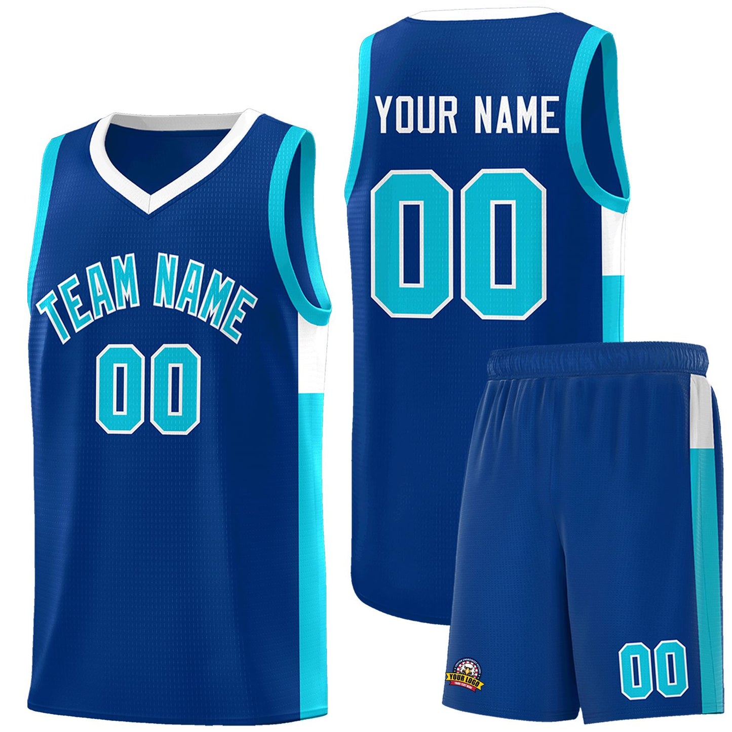 Custom Royal Light Blue-White Side Two-Tone Classic Sports Uniform Basketball Jersey