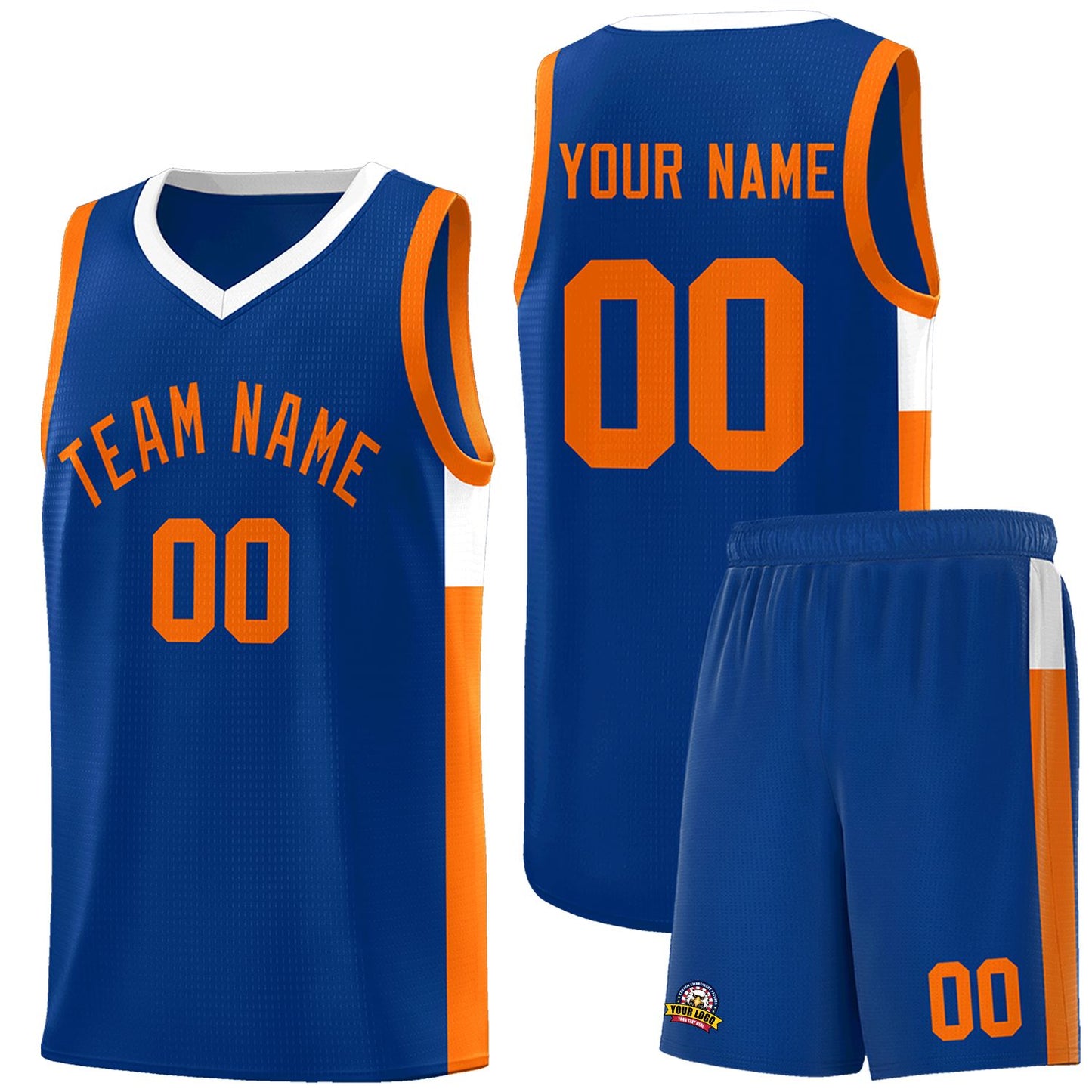 Custom Royal Orange-White Side Two-Tone Classic Sports Uniform Basketball Jersey