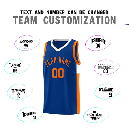 Custom Royal Orange-White Side Two-Tone Classic Sports Uniform Basketball Jersey