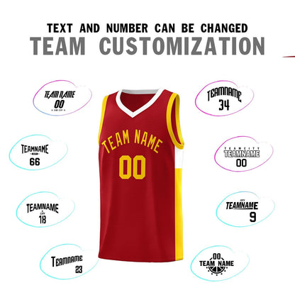 Custom Red Gold-White Side Two-Tone Classic Sports Uniform Basketball Jersey