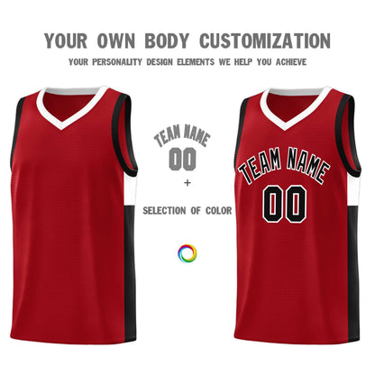 Custom Red Black-White Side Two-Tone Classic Sports Uniform Basketball Jersey