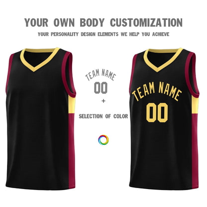 Custom Black Khaki-Crimson Side Two-Tone Classic Sports Uniform Basketball Jersey