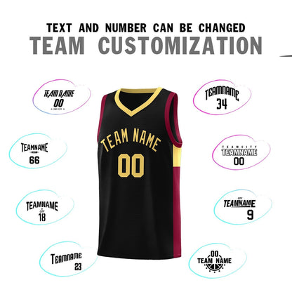 Custom Black Khaki-Crimson Side Two-Tone Classic Sports Uniform Basketball Jersey