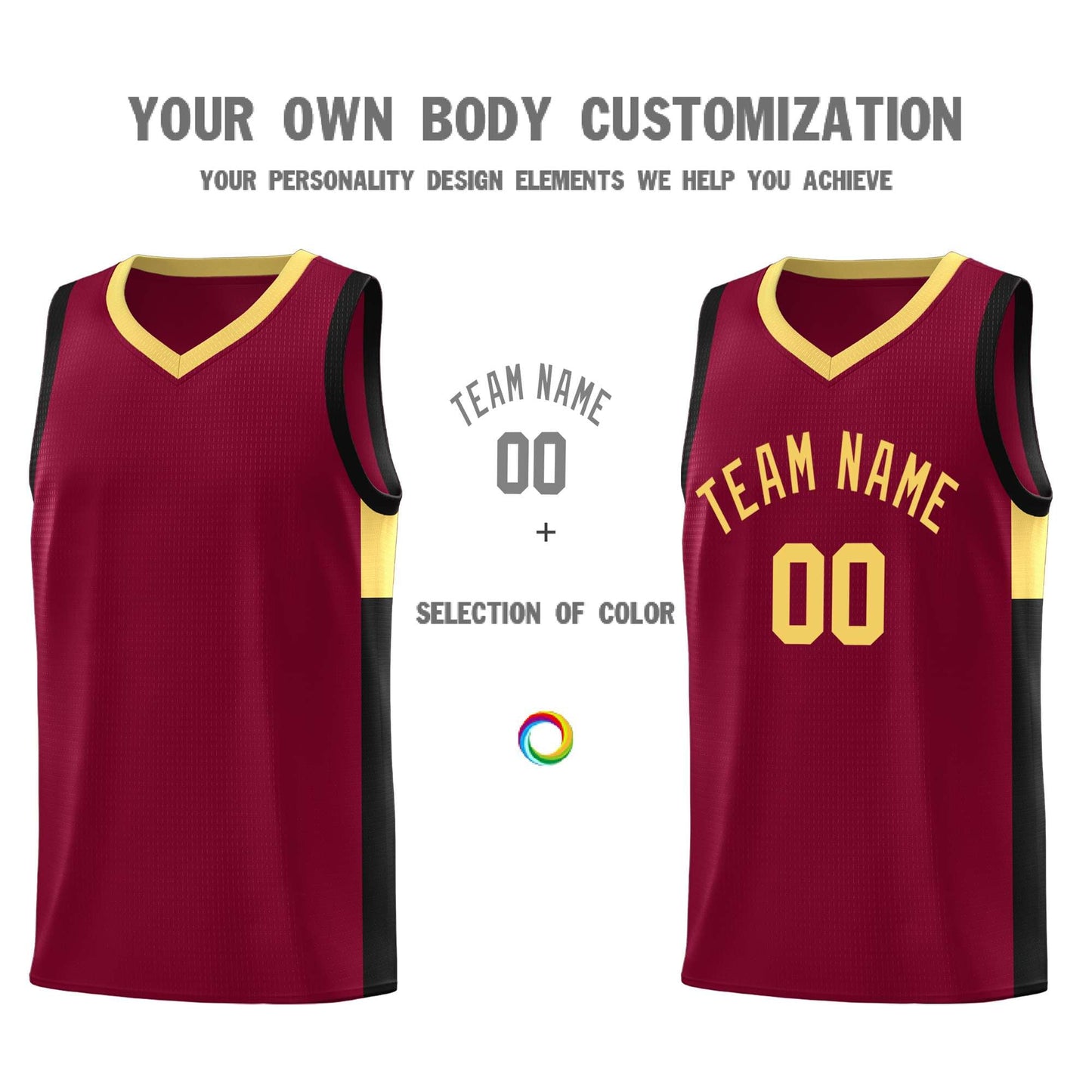 Custom Crimson Khaki-Black Side Two-Tone Classic Sports Uniform Basketball Jersey