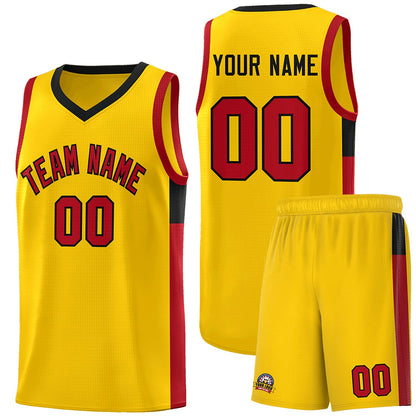 Custom Gold Red-Black Side Two-Tone Classic Sports Uniform Basketball Jersey