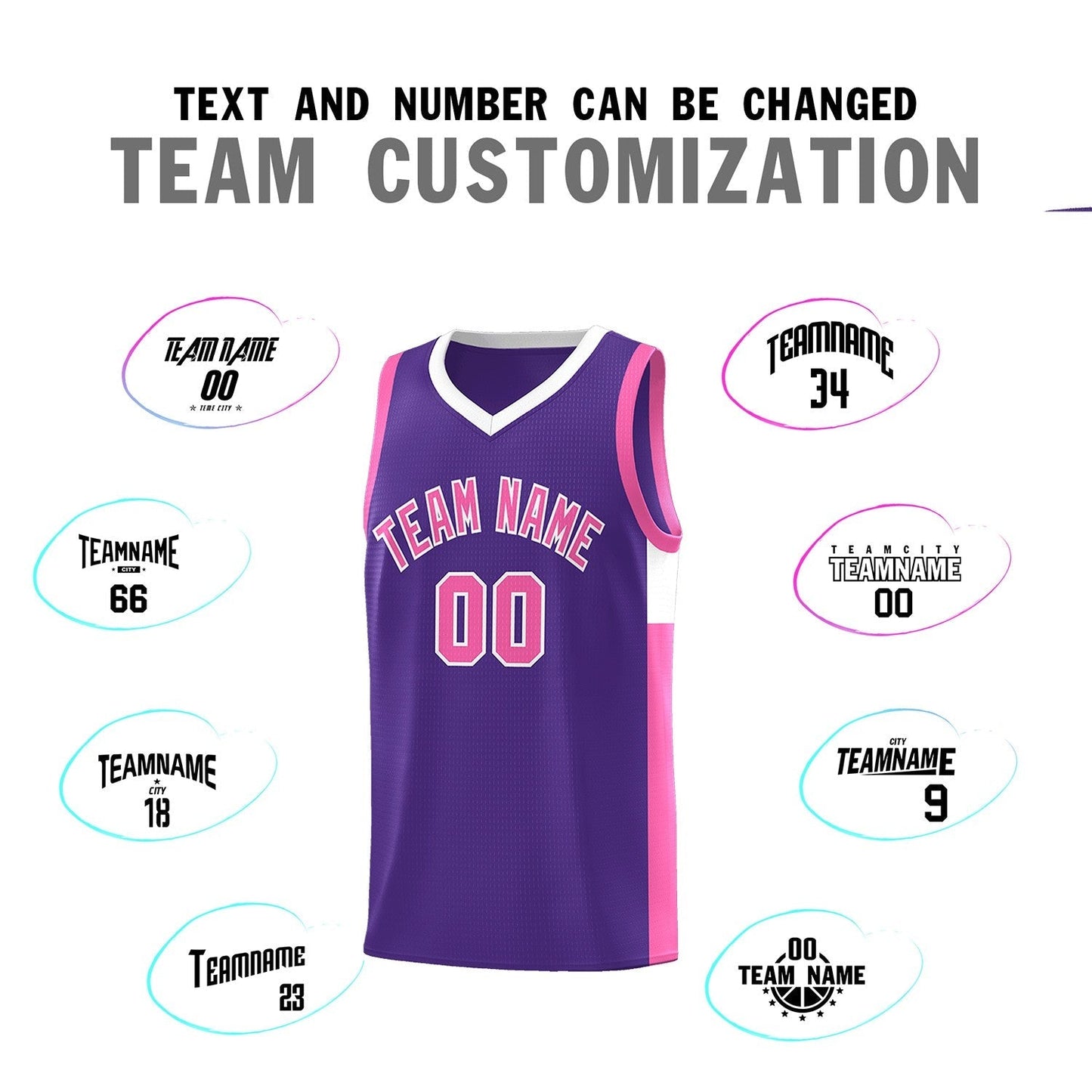 Custom Purple Pink-White Side Two-Tone Classic Sports Uniform Basketball Jersey