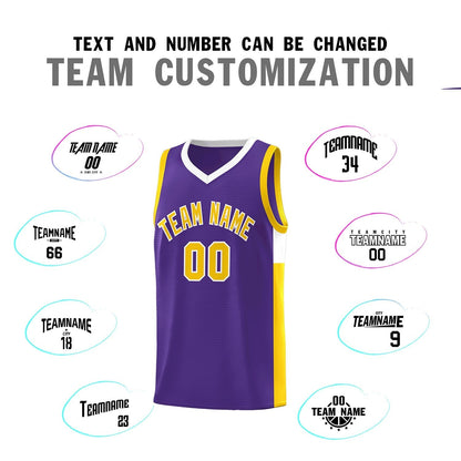 Custom Purple Gold-White Side Two-Tone Classic Sports Uniform Basketball Jersey