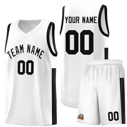 Custom White Black Side Two-Tone Classic Sports Uniform Basketball Jersey